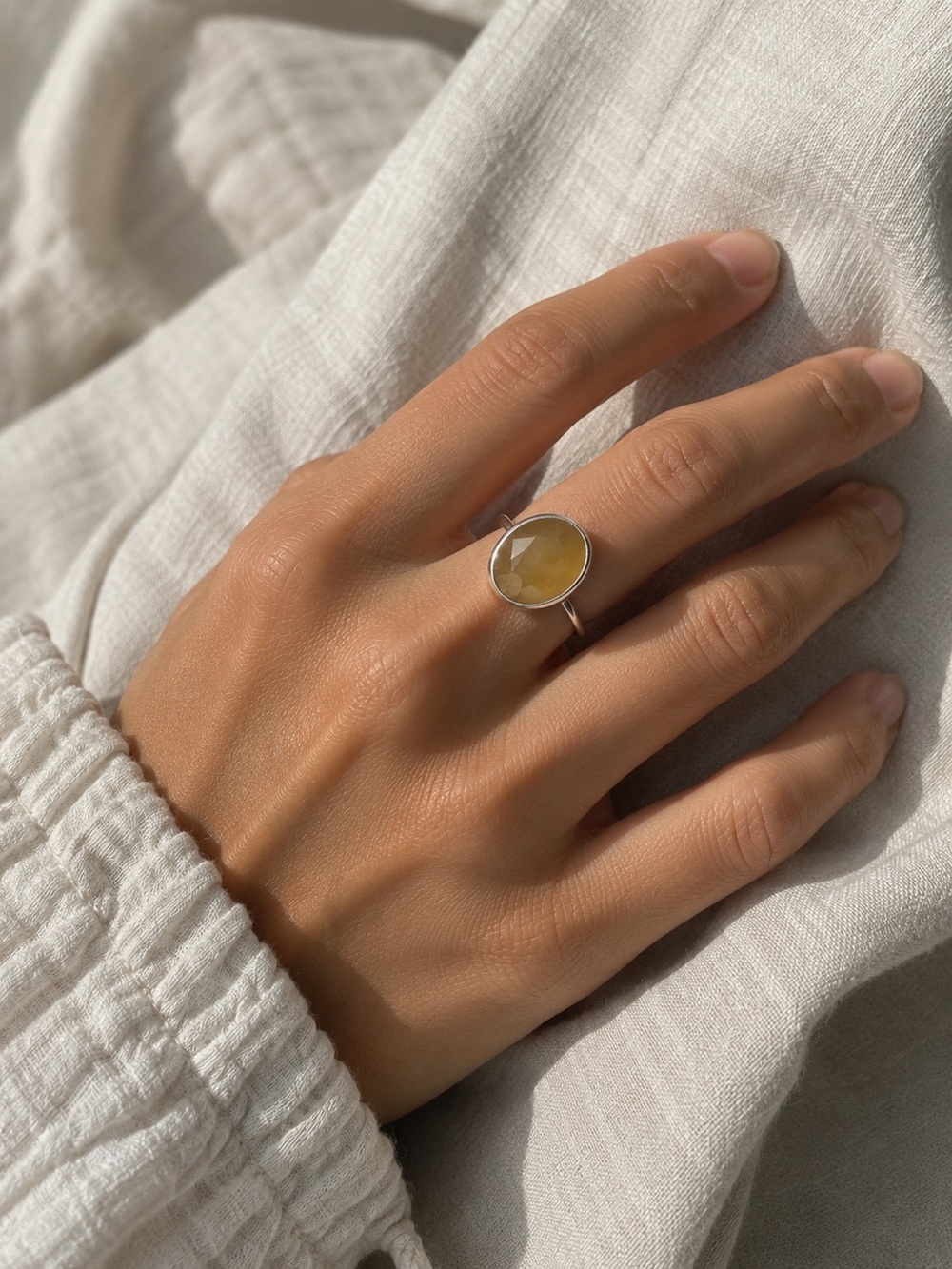 Sterling Silver yellow sapphire ring